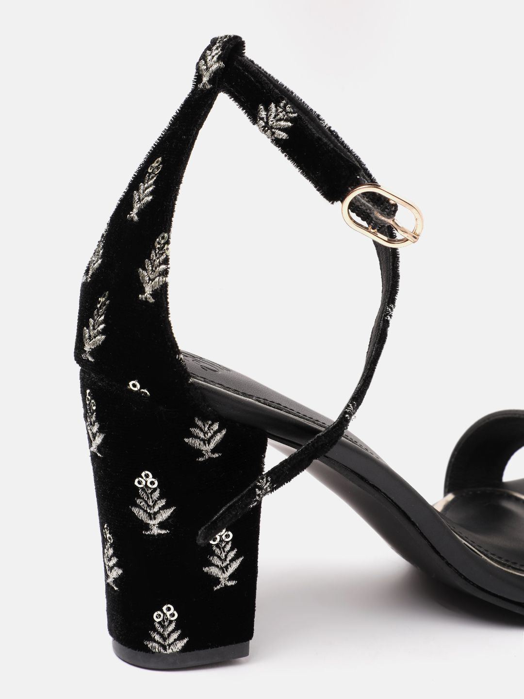 House of Pataudi Floral Embellished Block Heels