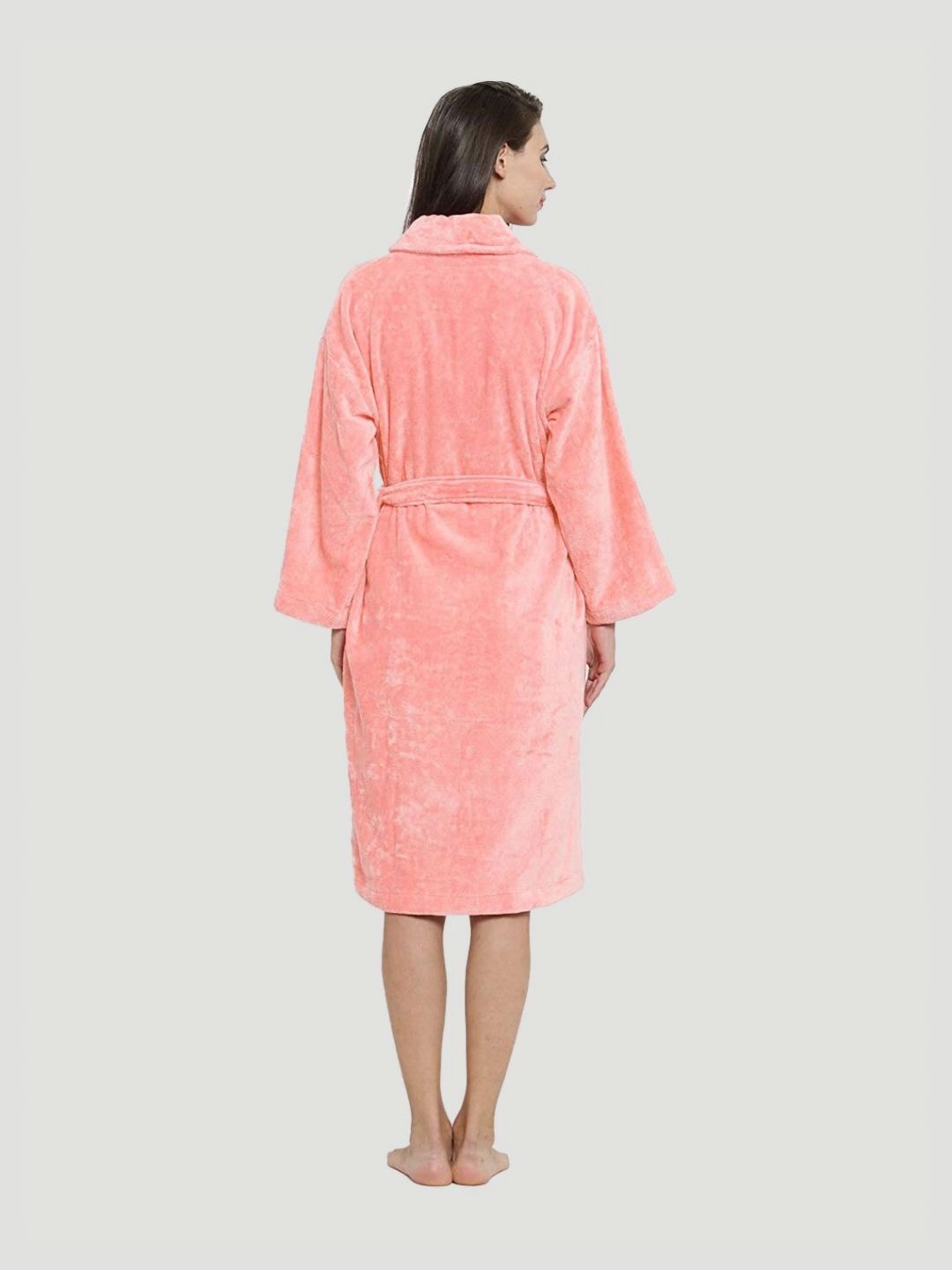 MYTRIDENT Women Peach Pure Cotton Bath Robe