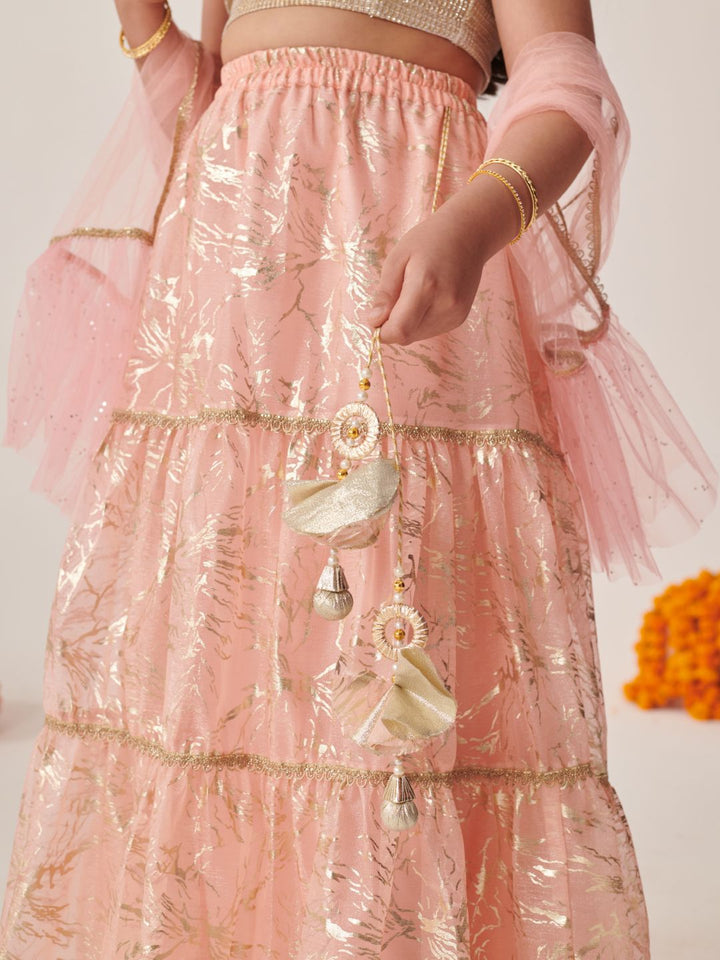pspeaches Girls Printed Ready to Wear Lehenga & Blouse With Dupatta