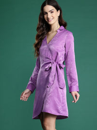 DressBerry Satin Finish Mini Wrap Dress
