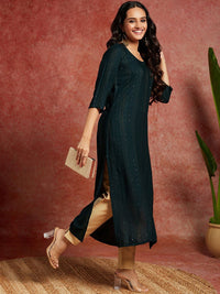 Libas Geometric Embroidered Sequinned Straight Kurta