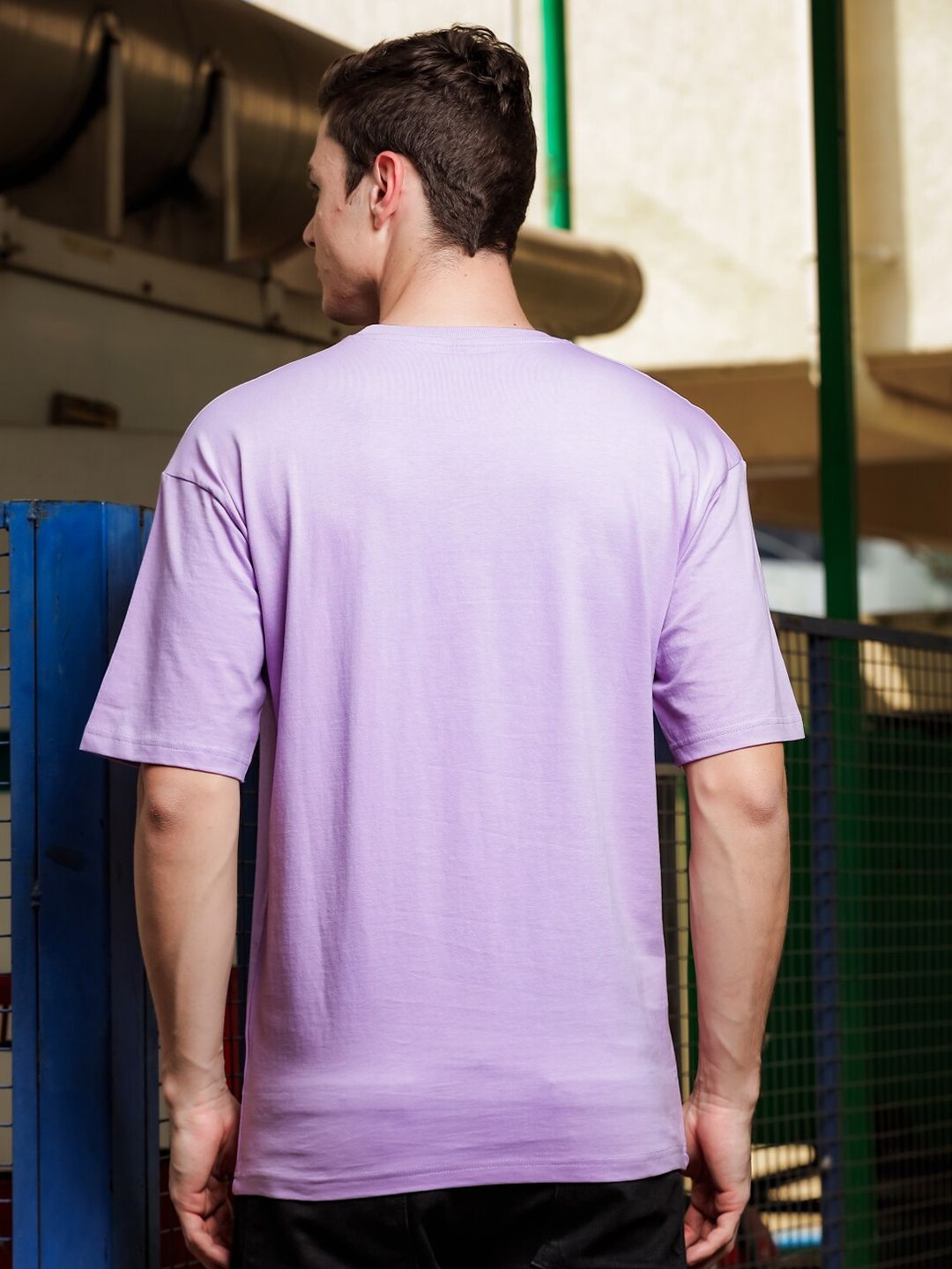ADRO Round Neck Drop-Shoulder Sleeves Oversized Pure Cotton T-shirt