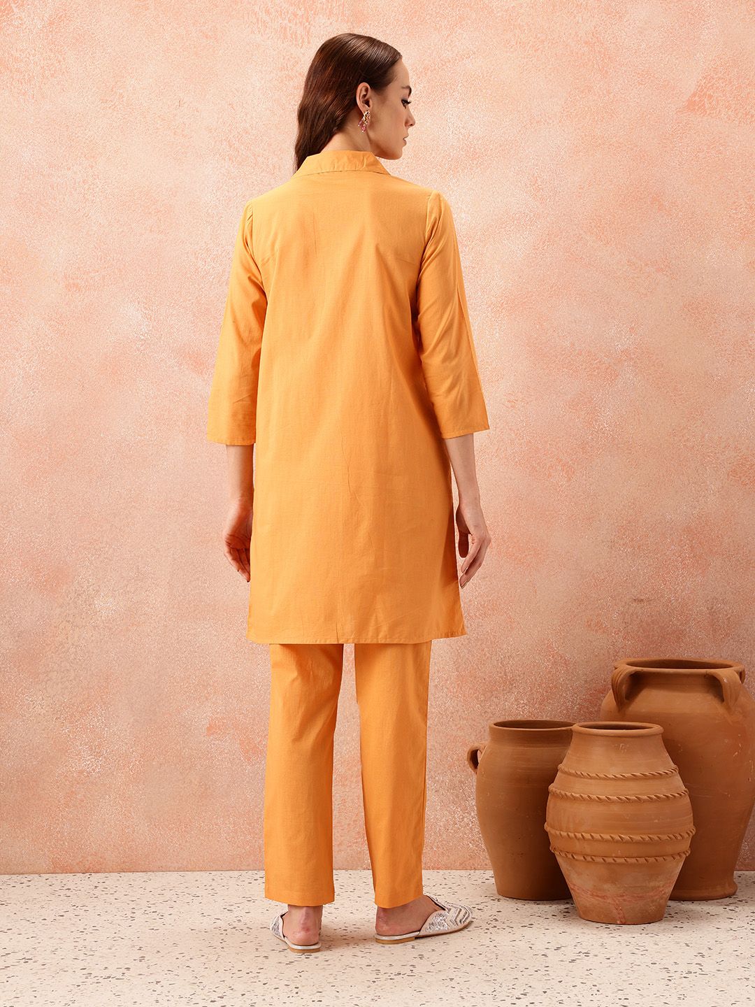 all about you Women Pure Cotton Shirt Kurta with Trousers