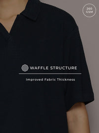 DILLINGER Women Waffle Structure Oversized Polo Collar T-shirt