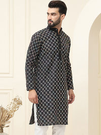 SOJANYA Kurta Kolar Mandarin Bercetak Geometrik Lelaki