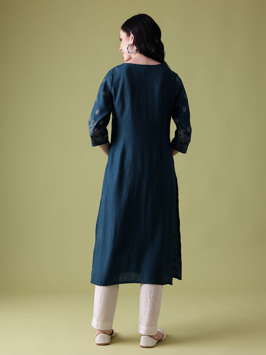 Anouk Ethnic Motifs Printed Calf-Length Straight Kurta