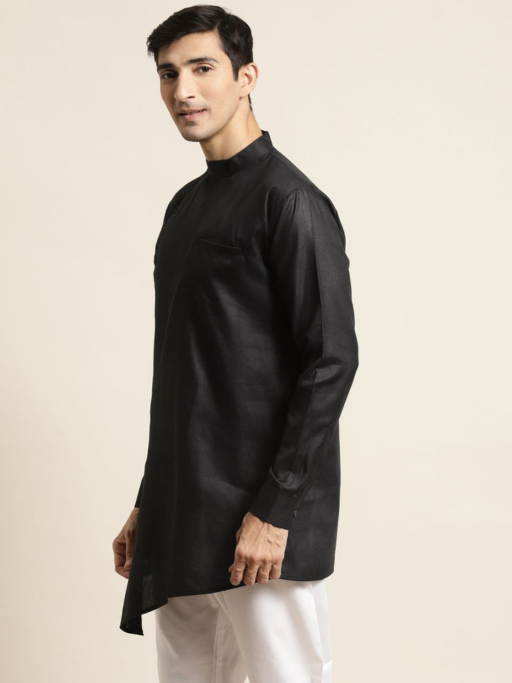SOJANYA Lelaki Hitam Solid Kurta Asymmetric