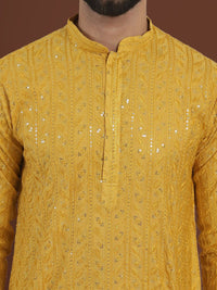SOJANYA LUXE Motif Etnik Bersulam Kurta Lurus Kolar Mandarin Dengan Pijama