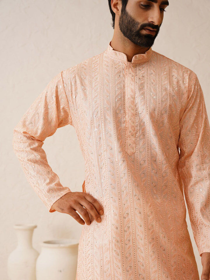 SOJANYA LUXE Mandarin Collar Embroidered Regular Thread Work Kurta with Pyjamas