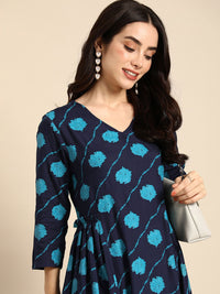 Anouk Floral Printed V-Neck A-Line Kurta