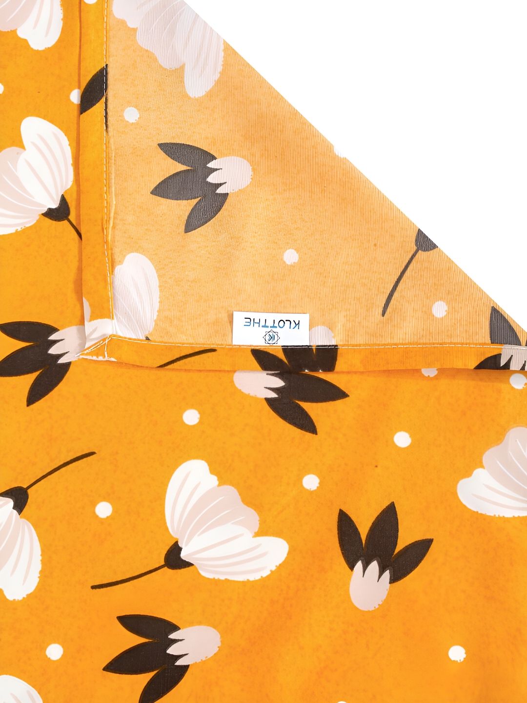 KLOTTHE Yellow & Black Floral Printed 300TC Single Bedsheet With Pillow Cover