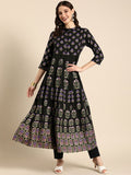 Anouk Mandarin Collar Ethnic Motifs Printed A-Line Kurta