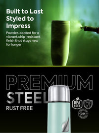 Pexpo Flamingo Sea Green ISI Certified Thermosteel Hot & Cold Flask Water Bottle 1000ml