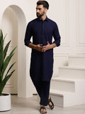 SOJANYA Shirt Collar Curved Hem Pathani Kurta with Salwar