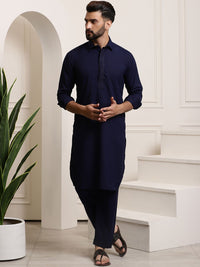 SOJANYA Shirt Collar Curved Hem Pathani Kurta with Salwar