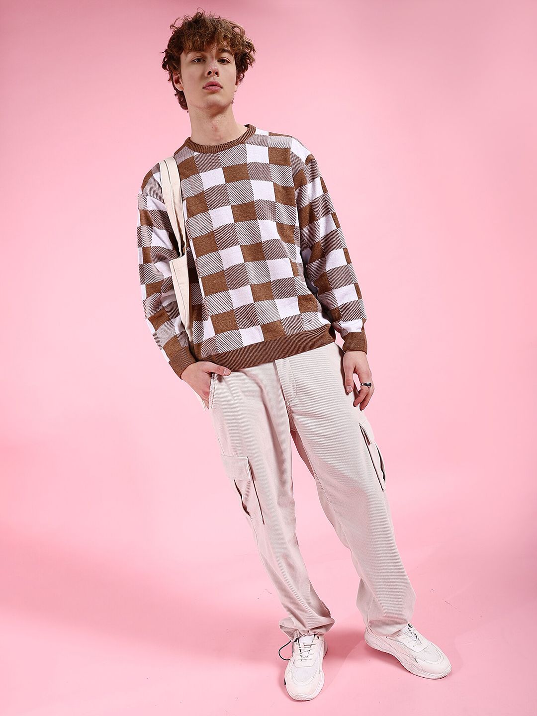 The Indian Garage Co Checked Acrylic Pullover