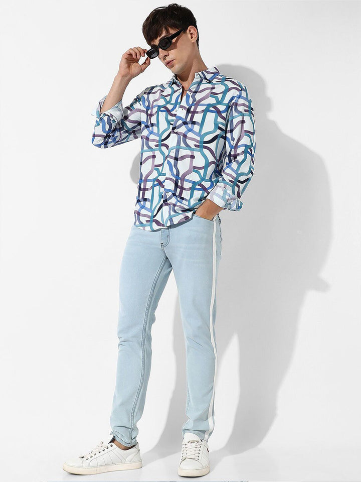Campus Sutra Classic Abstract Printed Casual Shirt