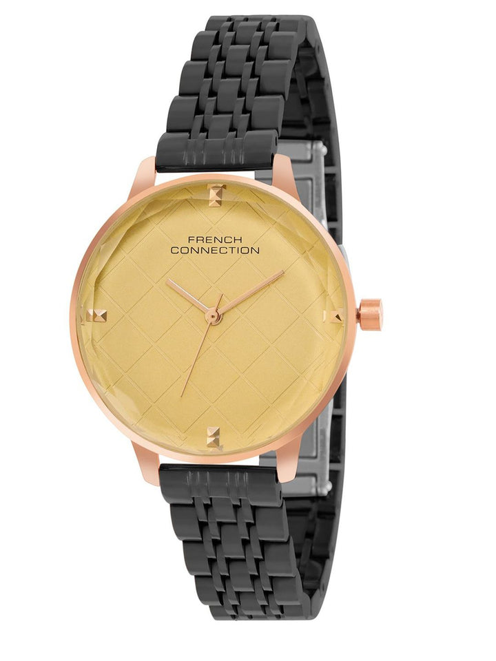 French Connection Women Embellished Dial & Stainless Steel Straps Analogue Watch FCN0100BM