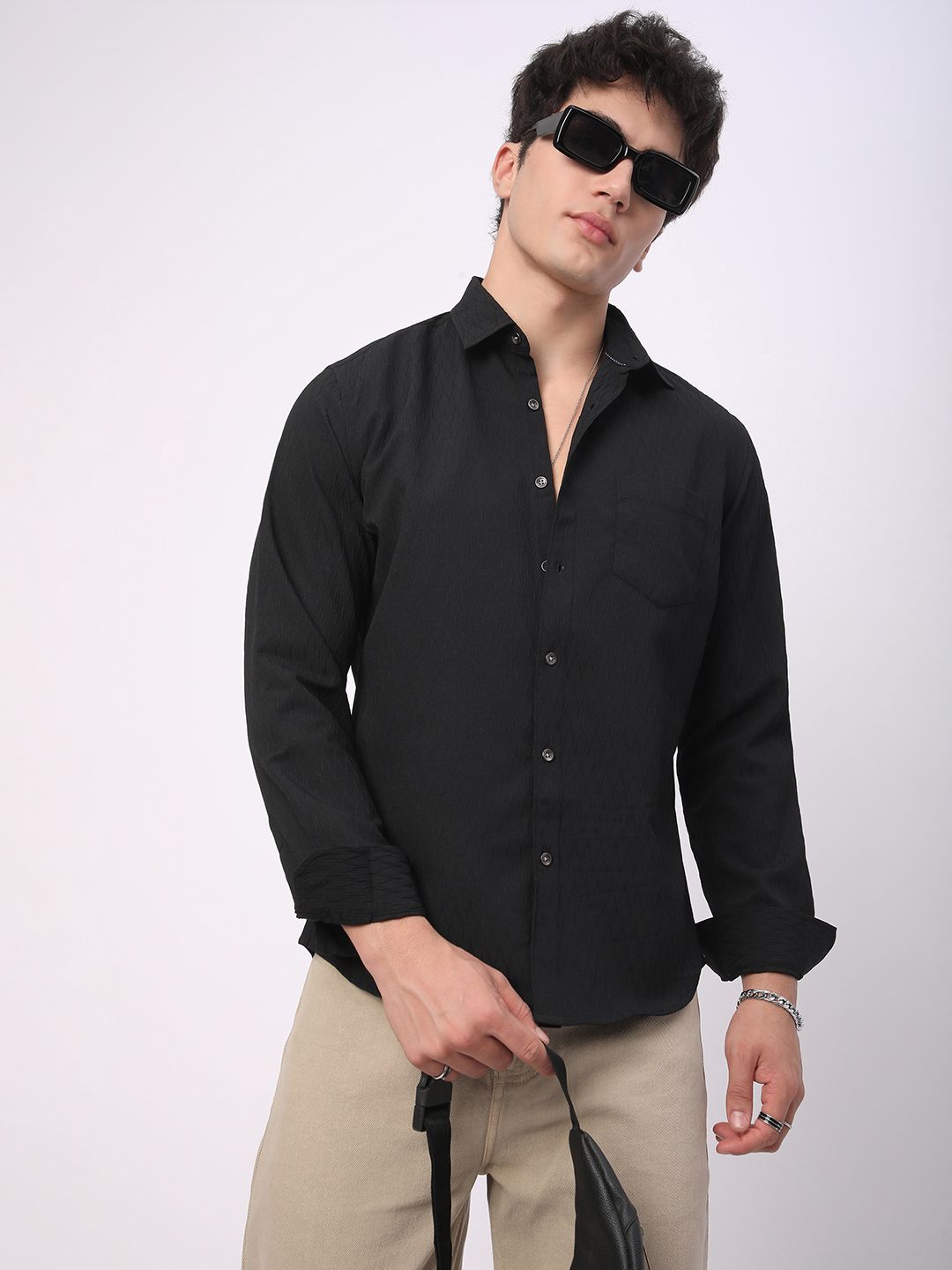 VASTRADO Men Classic Slim Fit Opaque Casual Shirt