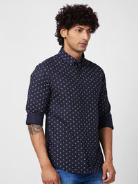 SPYKAR Slim Fit Geometric Printed Pure Cotton Casual Shirt