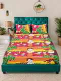 Myntra Elegant Homes Multicoloured Cartoon TC King Bedsheet with 2 Pillow Covers