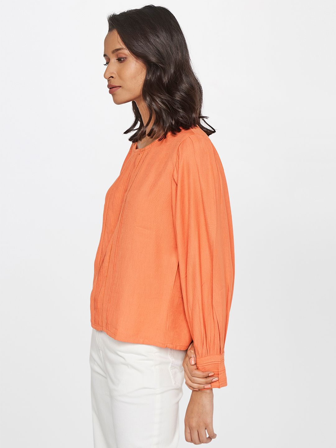 AND Lace Inserts Pleated Top