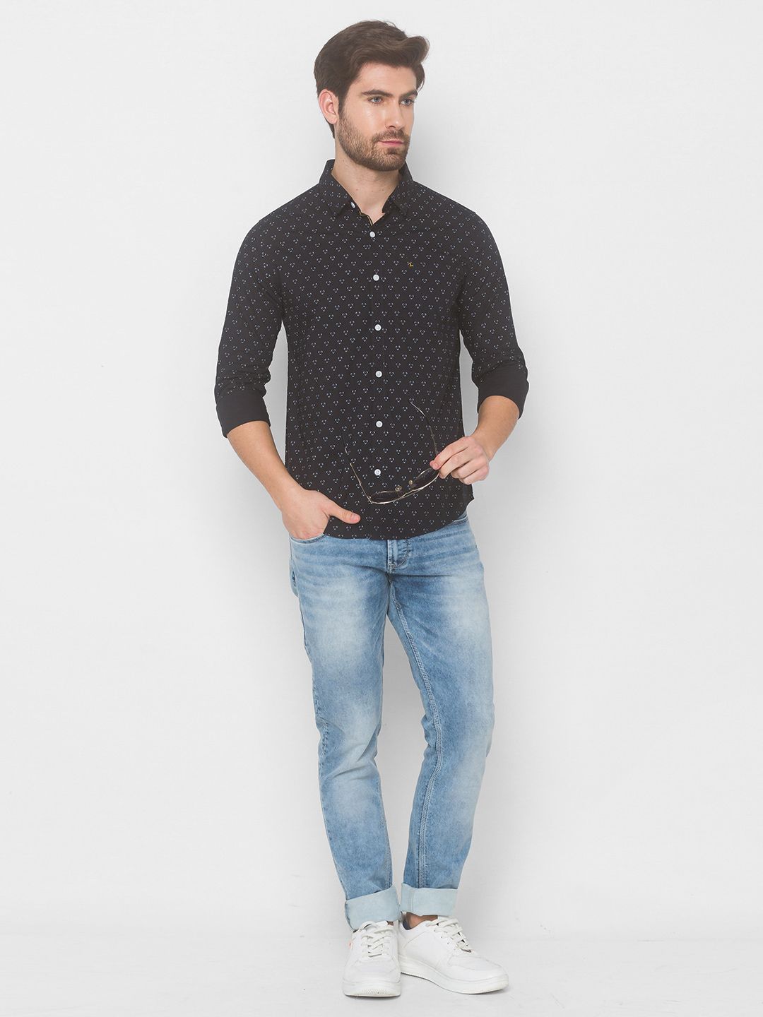 SPYKAR Men Black Printed Casual Shirt