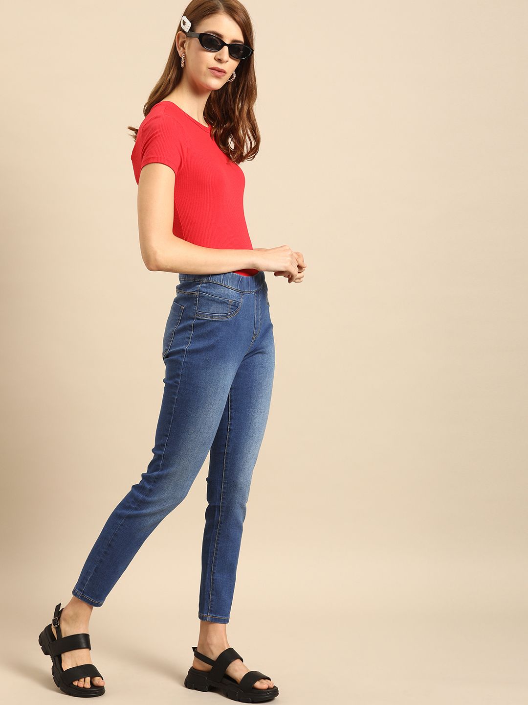 DressBerry Women Blue Super Skinny Fit Jeggings