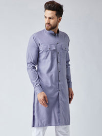 SOJANYA Men Lavender Solid Straight Kurta