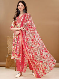 KALINI Women Floral Printed Regular Kurta with Trousers & Dupatta