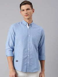 Thomas Scott Men Blue Slim Fit Pure Cotton Casual  Shirt