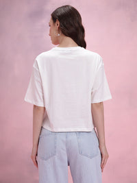 DressBerry Typography Print Drop-Shoulder Sleeves Pure Cotton Relaxed Fit T-shirt