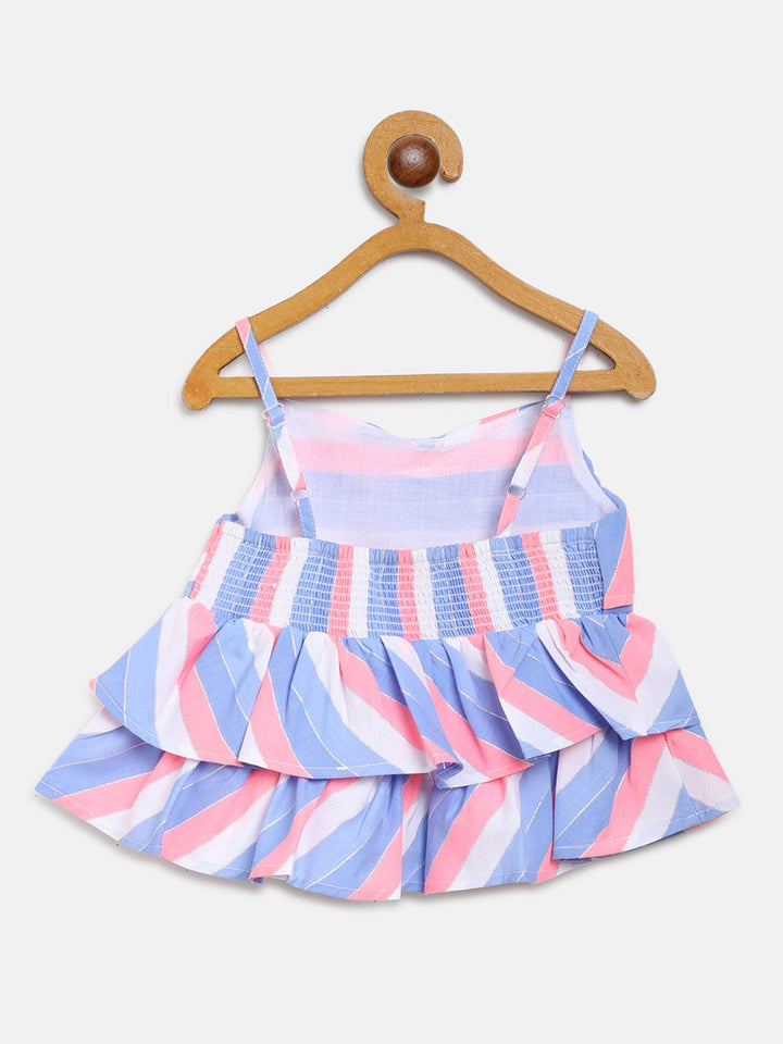 Nauti Nati Girls Blue & White Striped Top & Solid Shorts