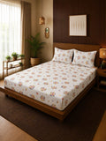 Moda Rapido X KLOTTHE Cream-Coloured Floral 300 TC King Bedsheet with 2 Pillow Covers