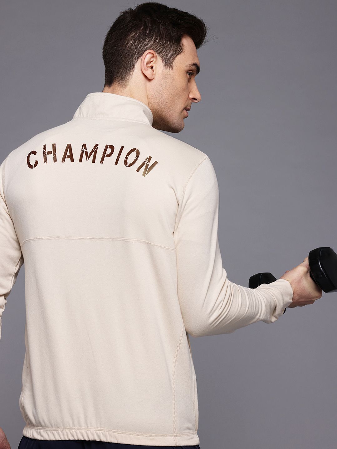 HRX by Hrithik Roshan Mock Collar Typography Printed Training Sweatshirt