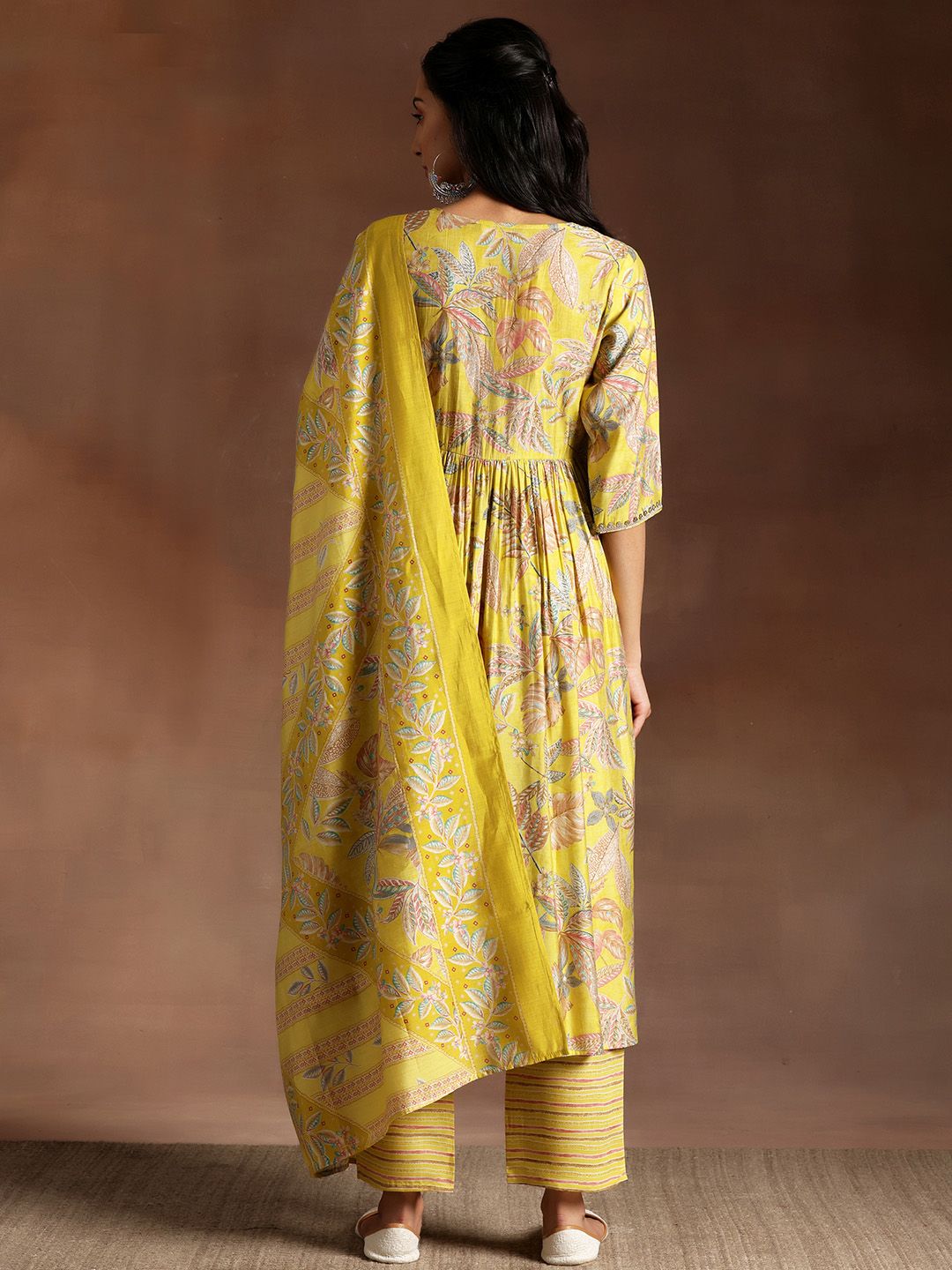 Libas Floral Printed Empire Gotta Patti Kurta with Palazzos & Dupatta