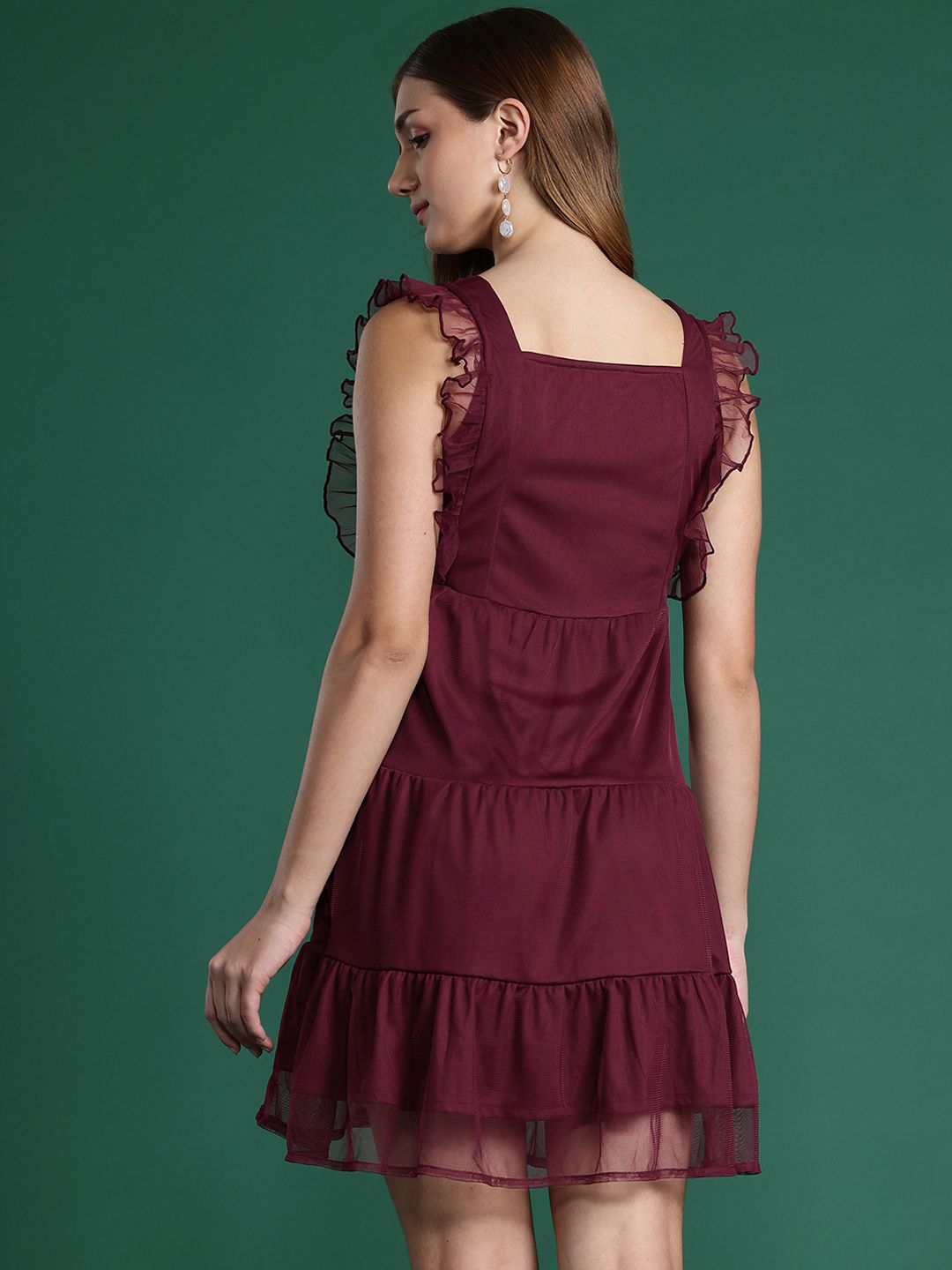 DressBerry Gathered & Pleated Detail Tiered A-Line Dress