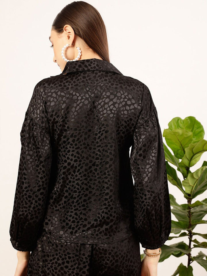 STREET 9 Black Contemporary Abstract Printed Casual Shirt