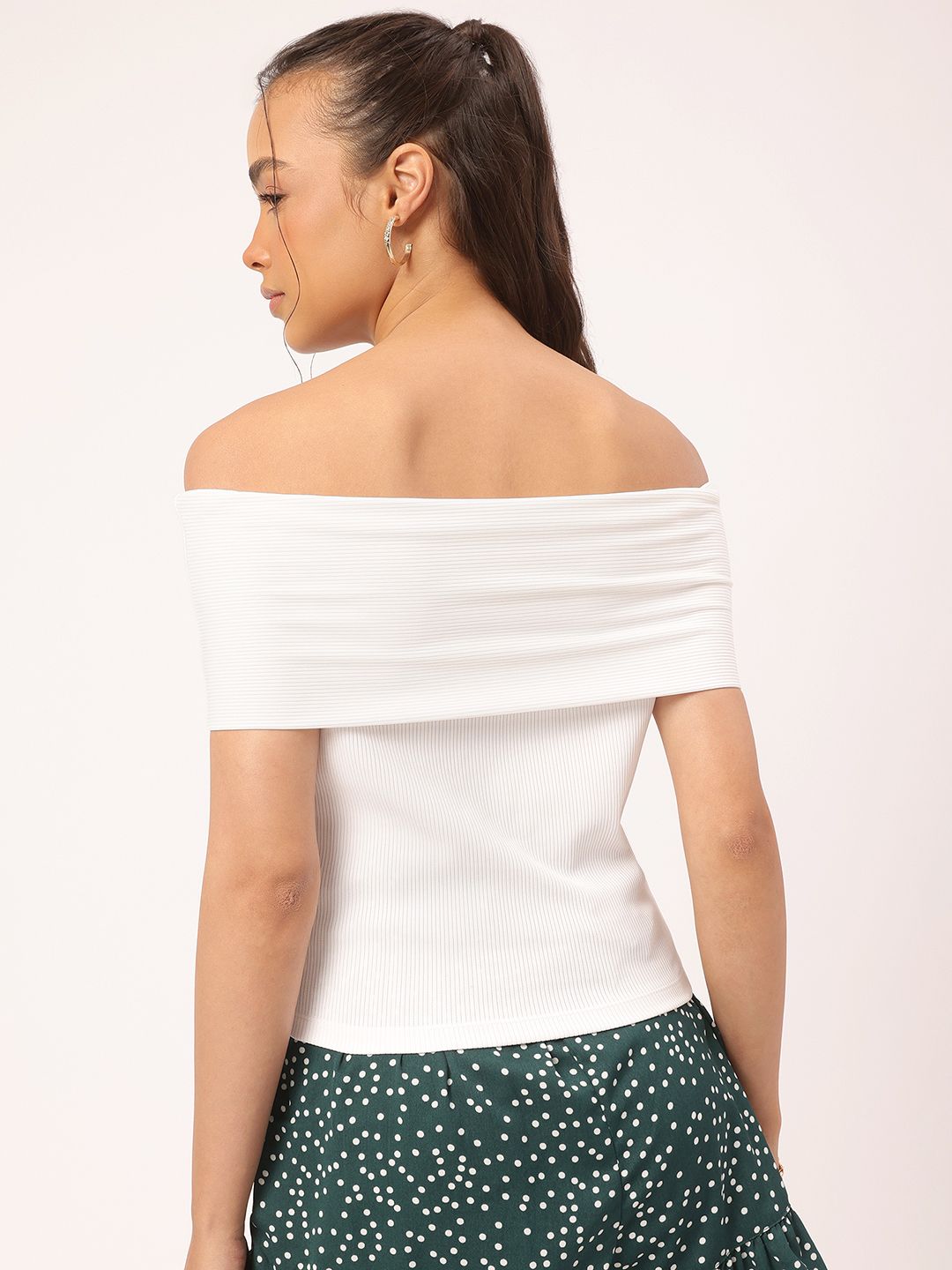 DressBerry Rib Knits Off-Shoulder Bardot Top