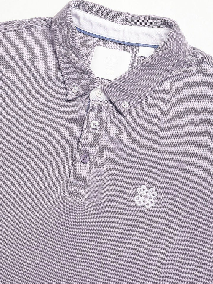 THE BEAR HOUSE Men Solid Polo Collar Regular Fit Pure Cotton T-shirt