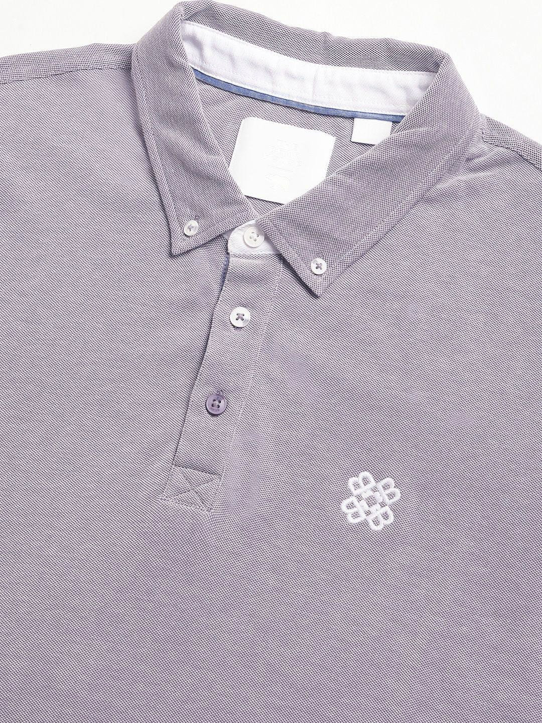 THE BEAR HOUSE Men Solid Polo Collar Regular Fit Pure Cotton T-shirt