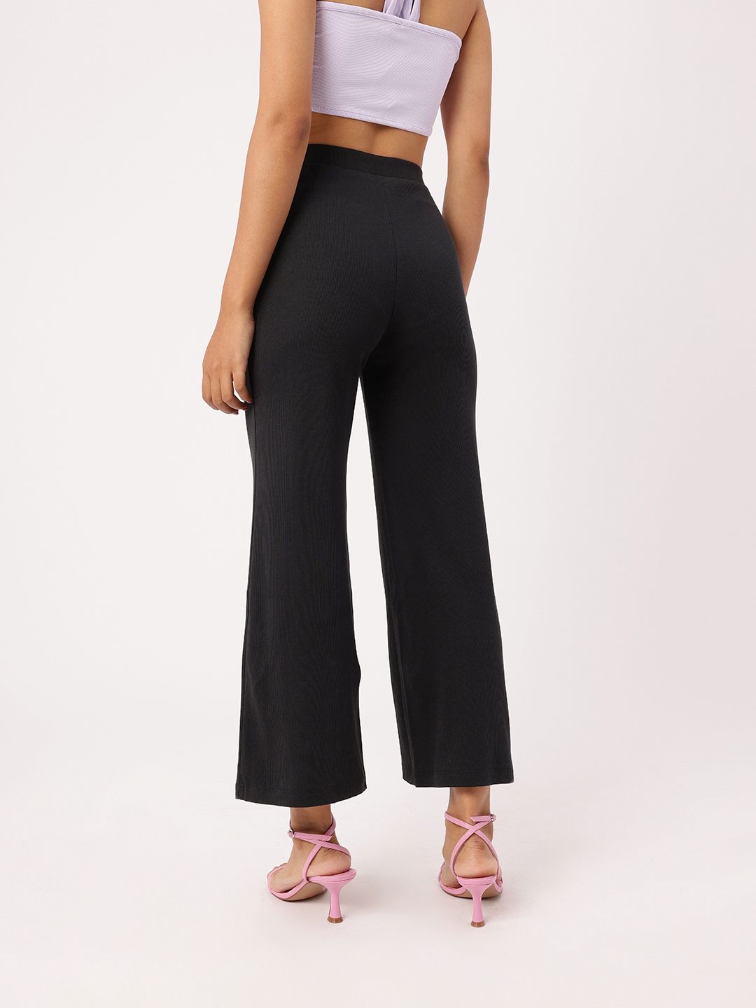DressBerry Women Monochrome Staple Wide Leg Trousers