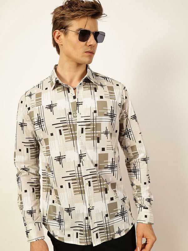 Thomas Scott Men Premium Slim Fit Opaque Printed Casual Shirt