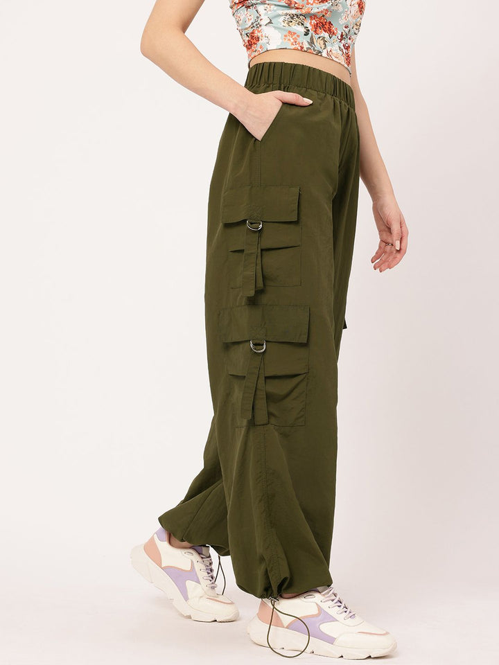 DressBerry Women Rugged Layers Cargo Style Parachute Trousers
