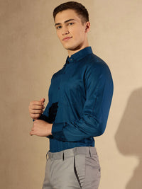 DENNISON Men Blue Comfort Regular Fit Solid Formal Shirt