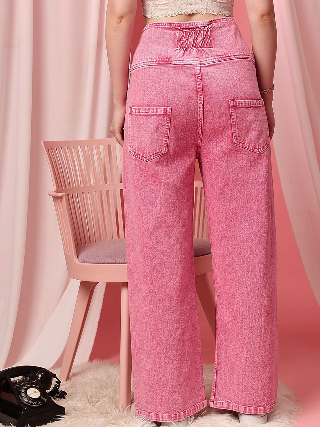 STREET 9 Women Comfort Wide Leg High-Rise Clean Look Pure Cotton Jeans