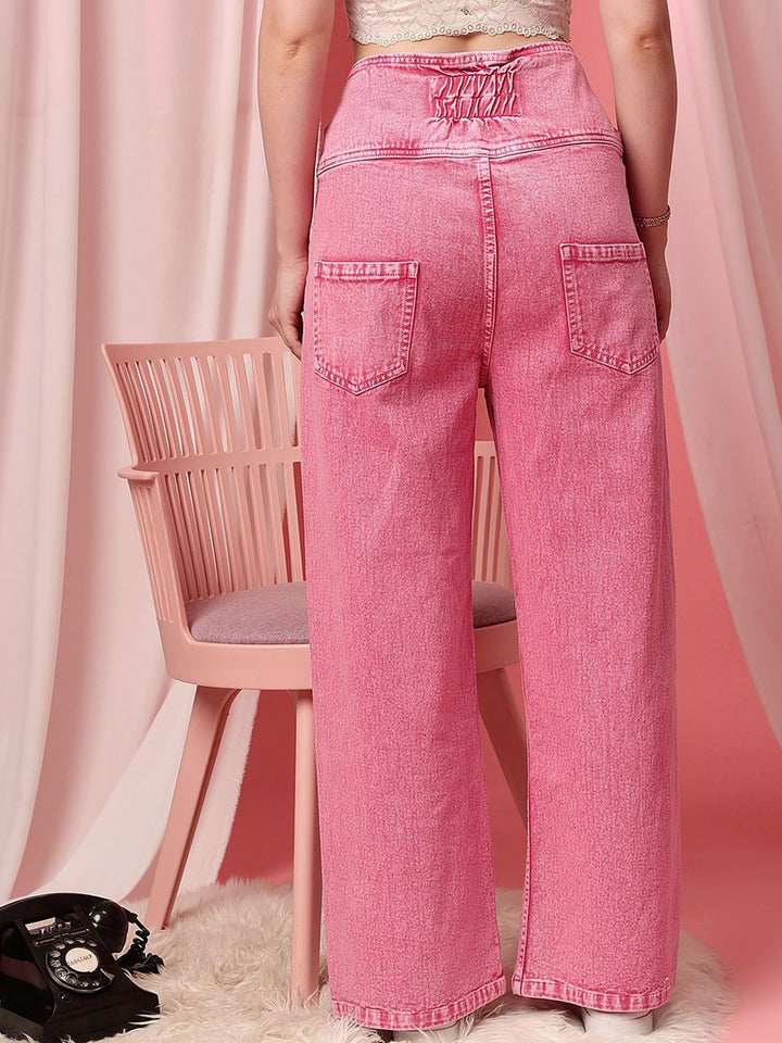 STREET 9 Women Comfort Wide Leg High-Rise Clean Look Pure Cotton Jeans