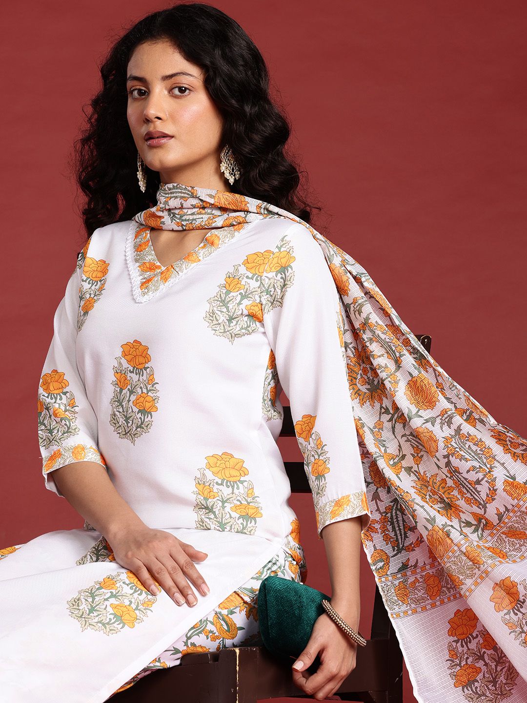 Anouk Women Ethnic Motifs Printed Kurta with Trousers & Dupatta