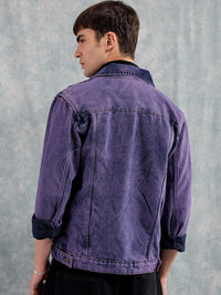The Indian Garage Co Men Slim Fit Washed Denim Jacket with Flap Pockets