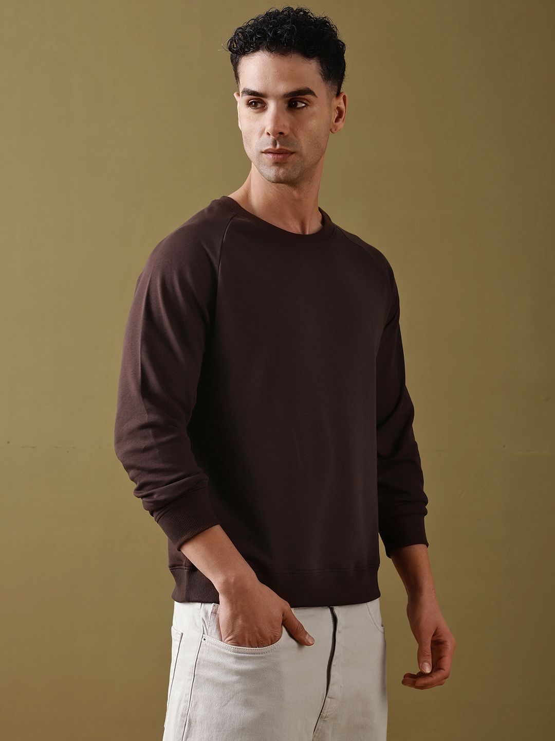 DILLINGER Men Solid Ultra Soft Drapey Cotton Raglan T-Shirt